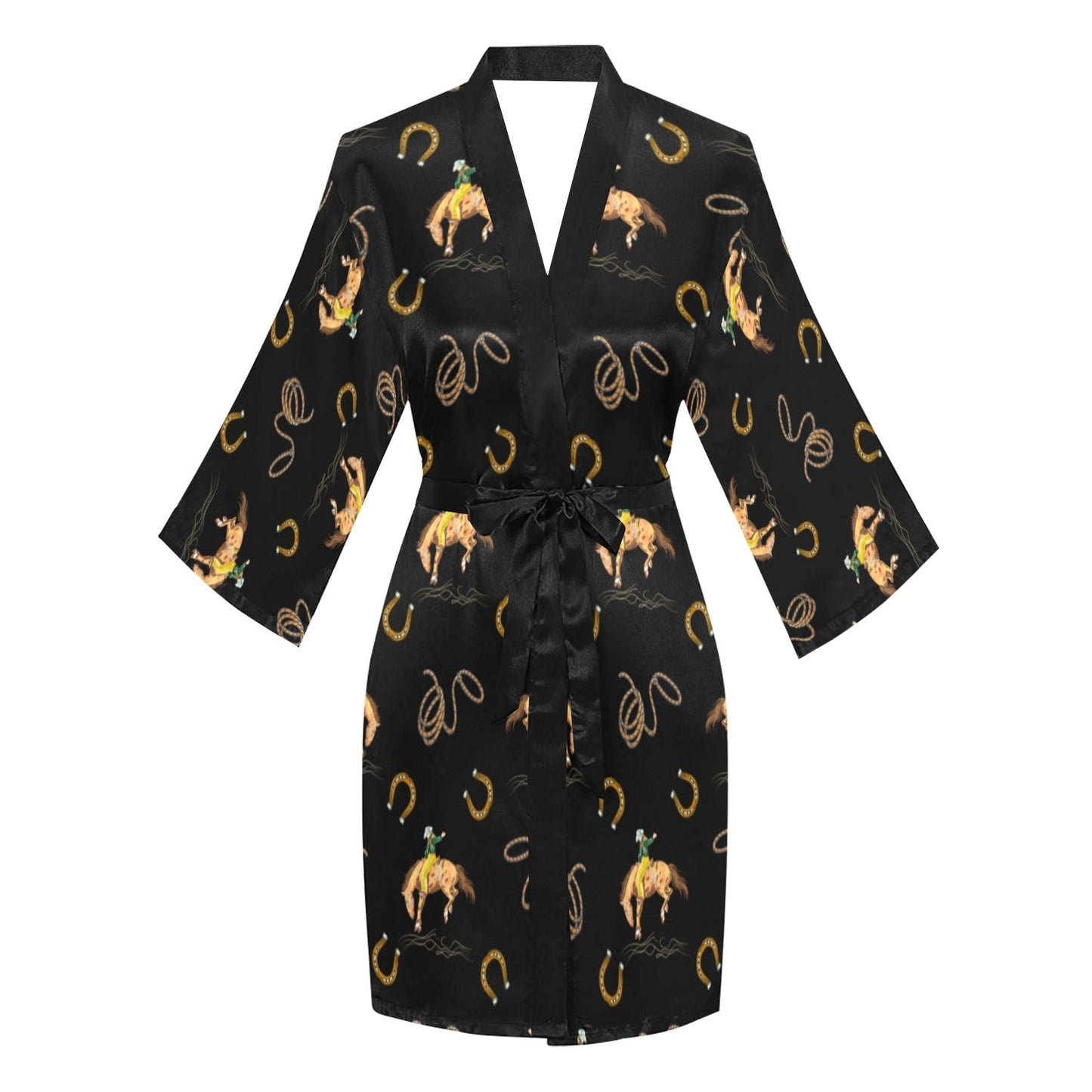 Rodeo Cowboy Satin Kimono Sleeve Robe