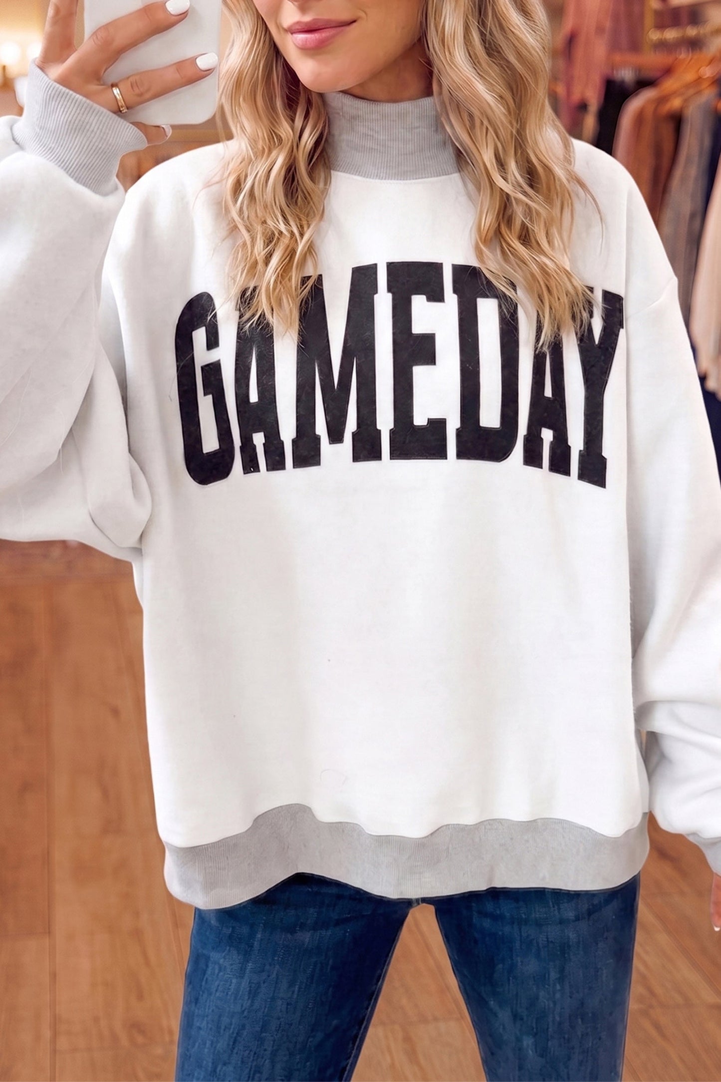 GAMEDAY/FOOTBALL Reversible Mock Neck Sweatshirt