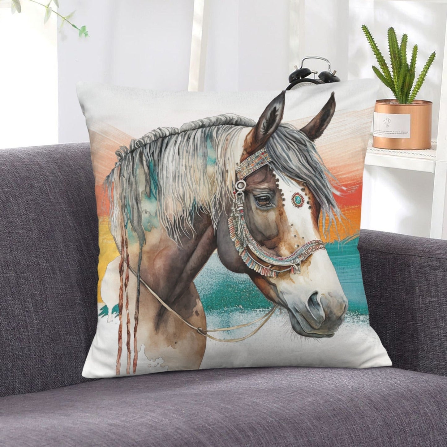 Baha Ranch Fancy Horse Velvety Soft Pillow Case Made in America