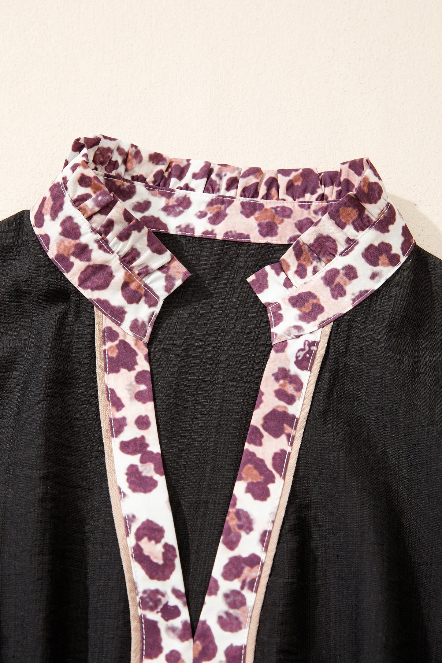 Plus Size Leopard V-Neck Smock Ruffle Dress