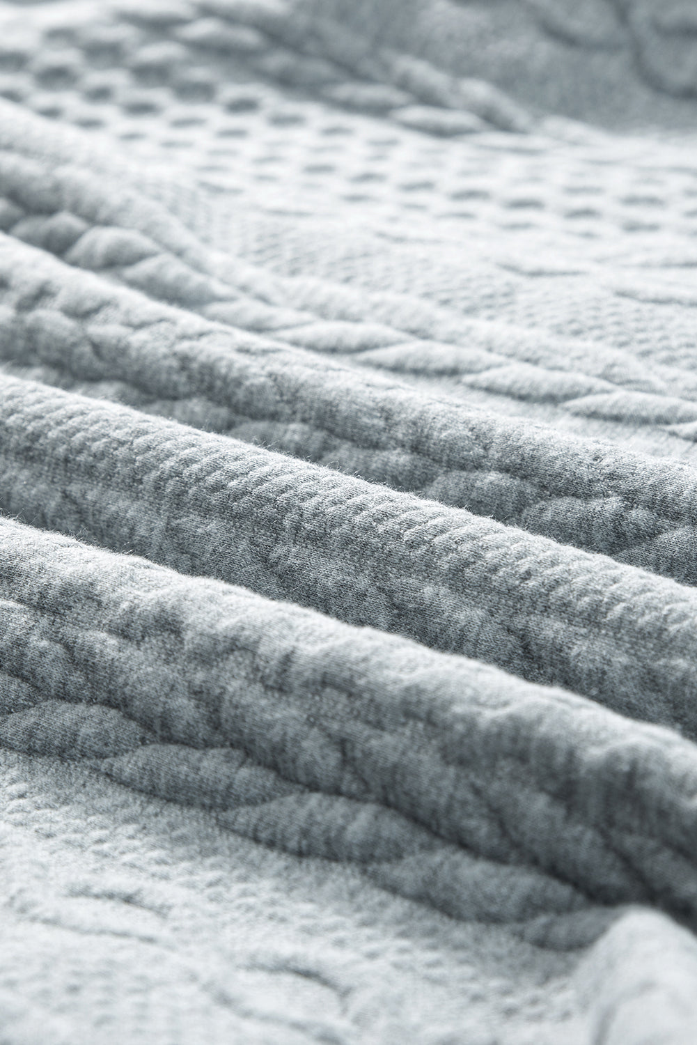 Solid Cable Knit Textured Puff Sleeve Shacket
