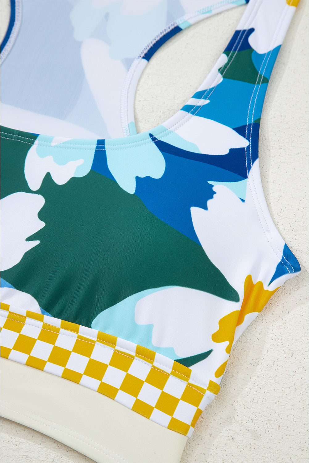 Floral Racerback Cutout High Waist 2pcs Bikini