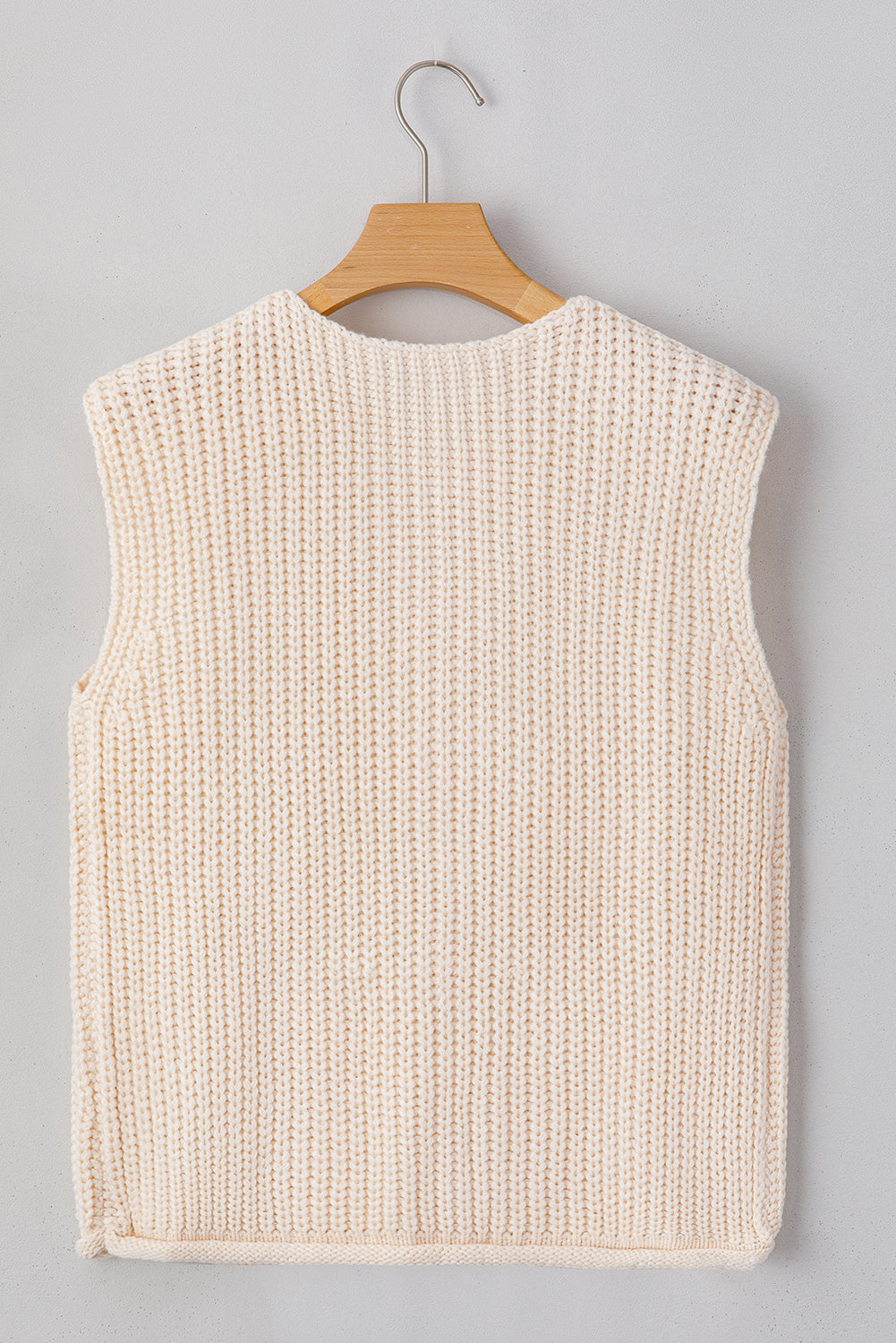 Solid Textured Buttoned Sweater Vest