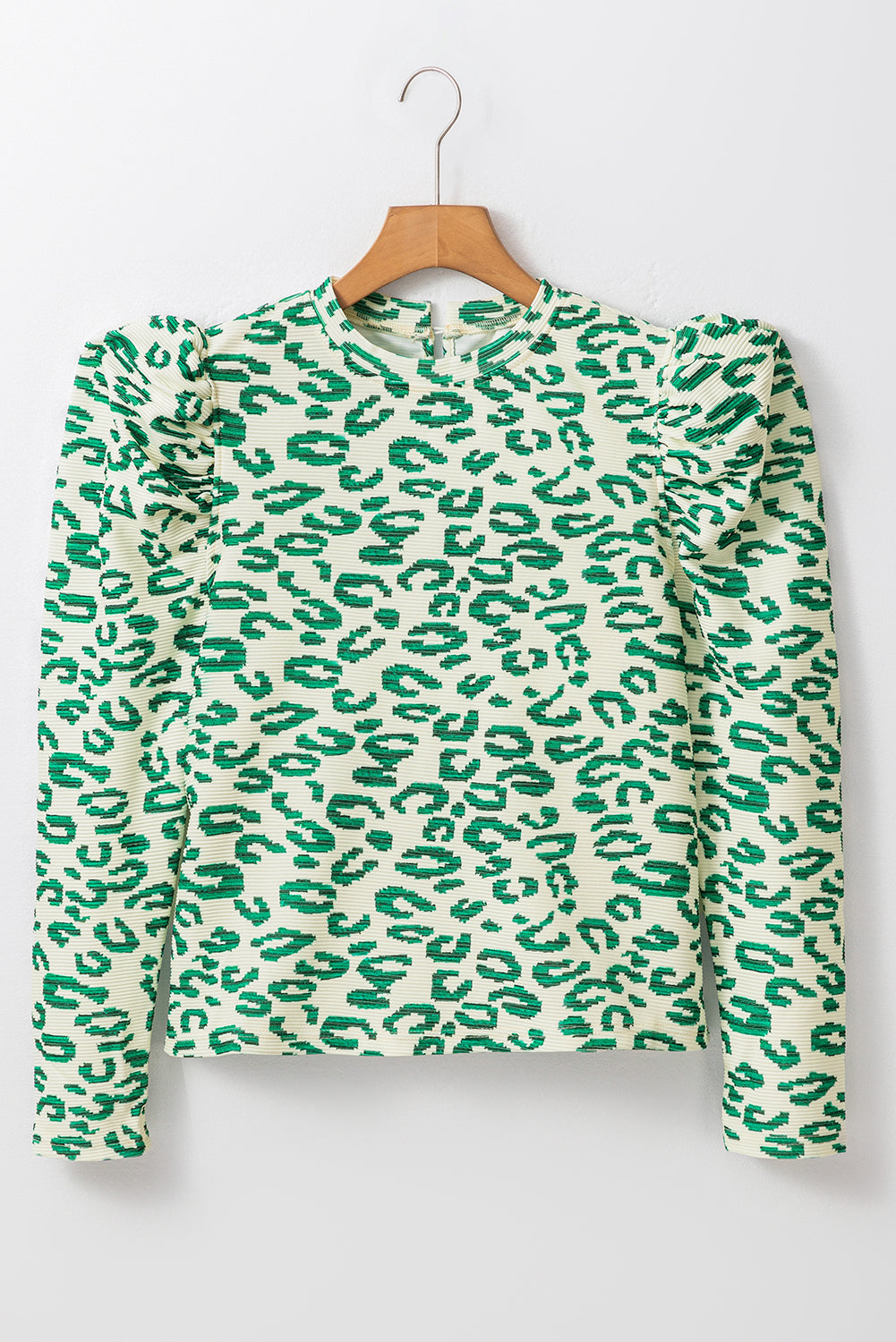 Leopard Mock Neck Puff Sleeve Top