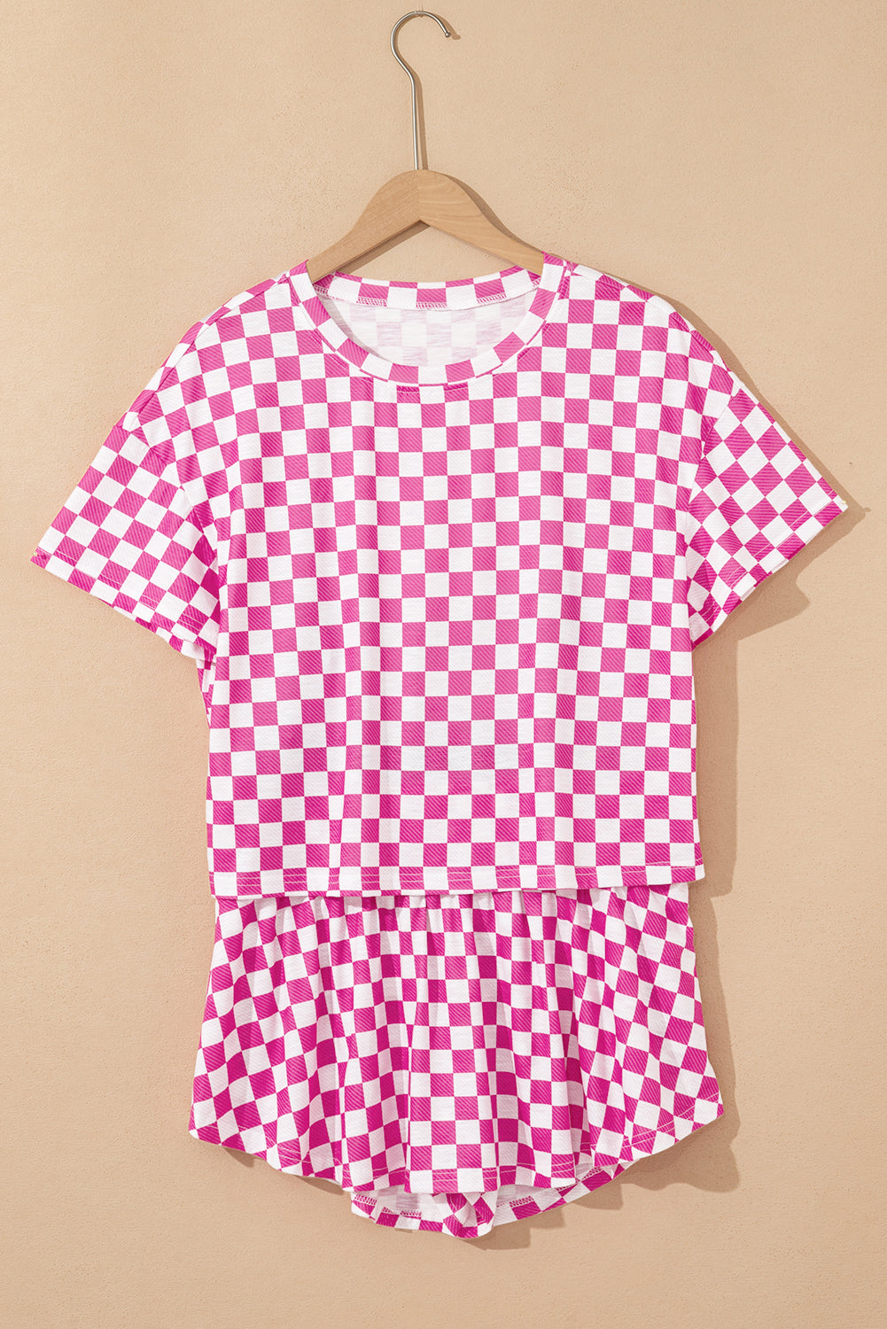 Checker T-Shirt Top & High Waist Skorts Outfit
