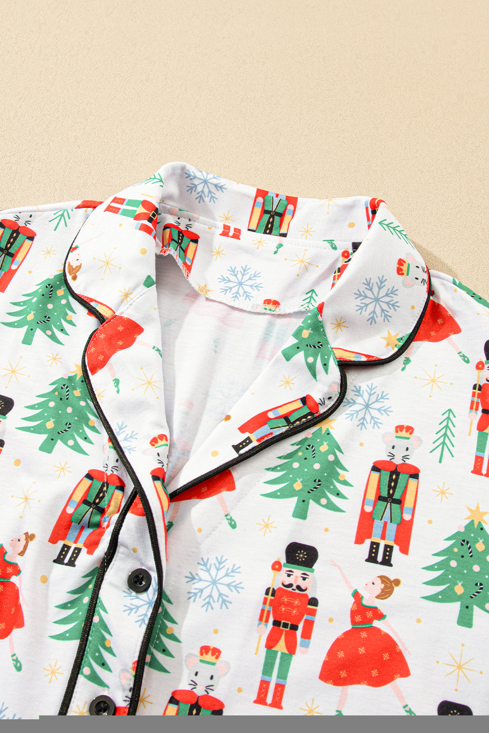 Christmas Trees & Nutcracker Buttoned Pajama Set