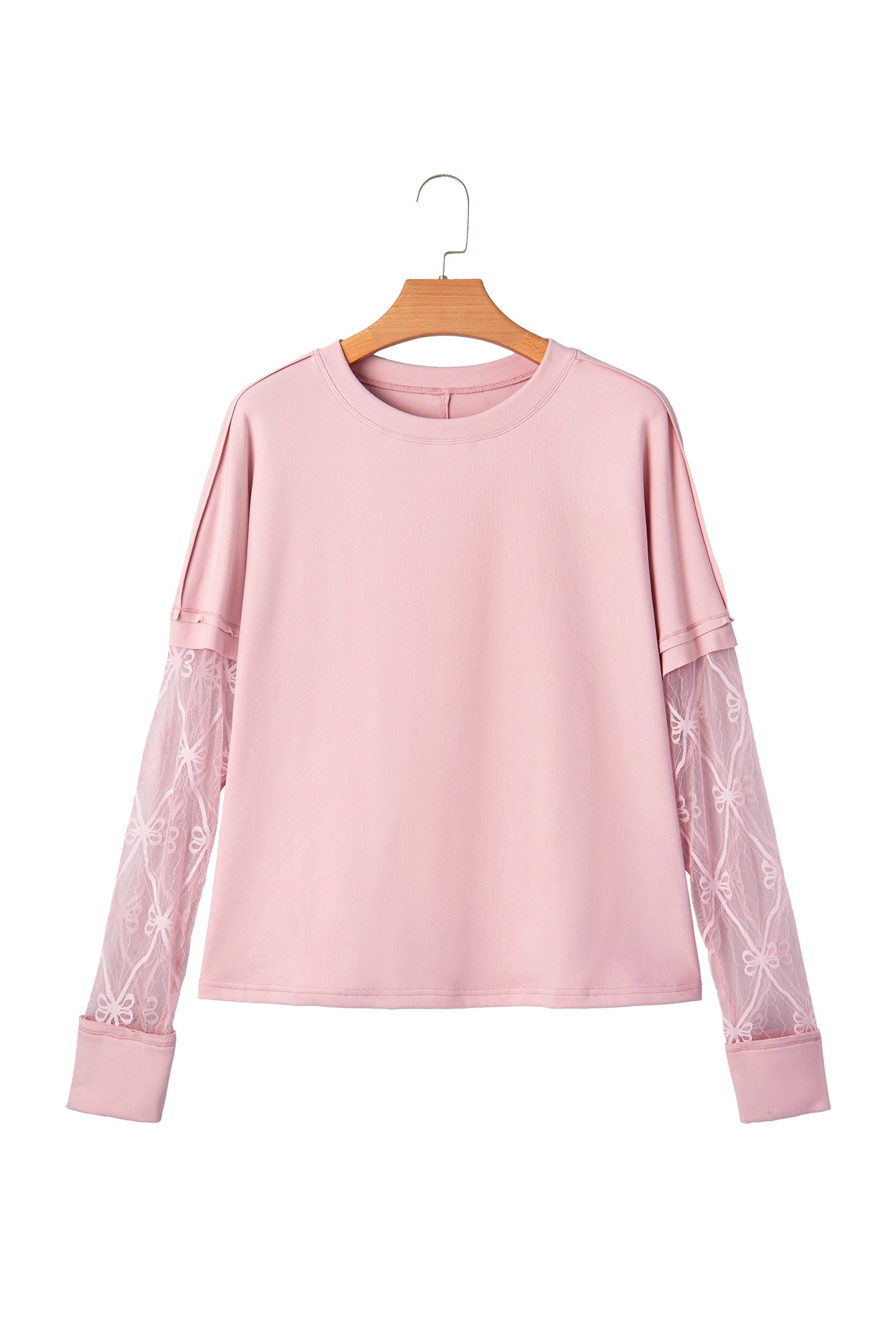 Bow Mesh Patchwork Long Sleeve Tee