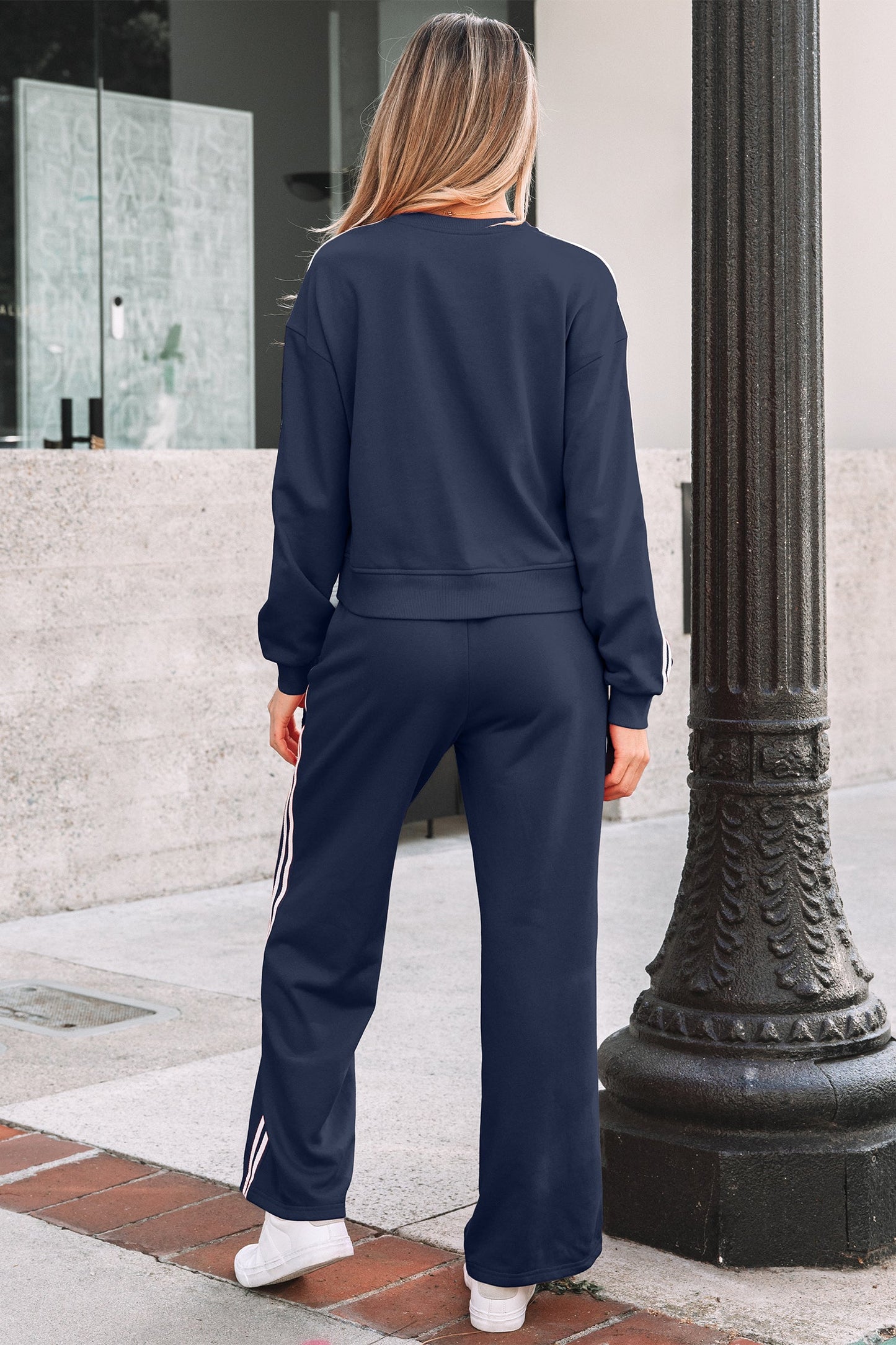 Varsity Stripe Detail Crewneck and Sweatpants Set