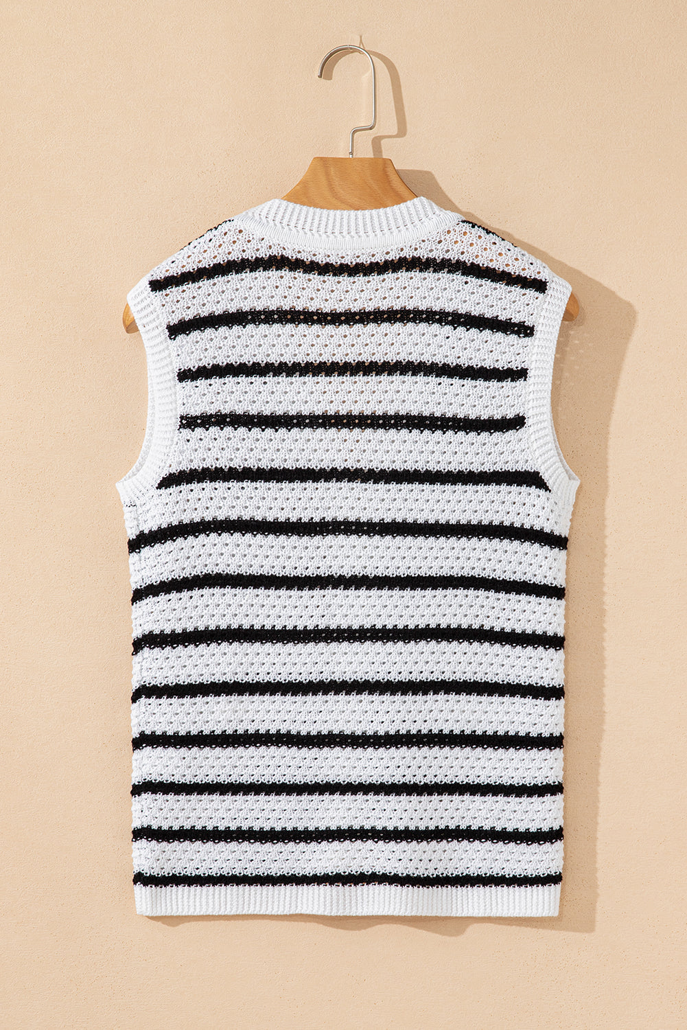Stripe V-Neck Gold Button Sweater Top