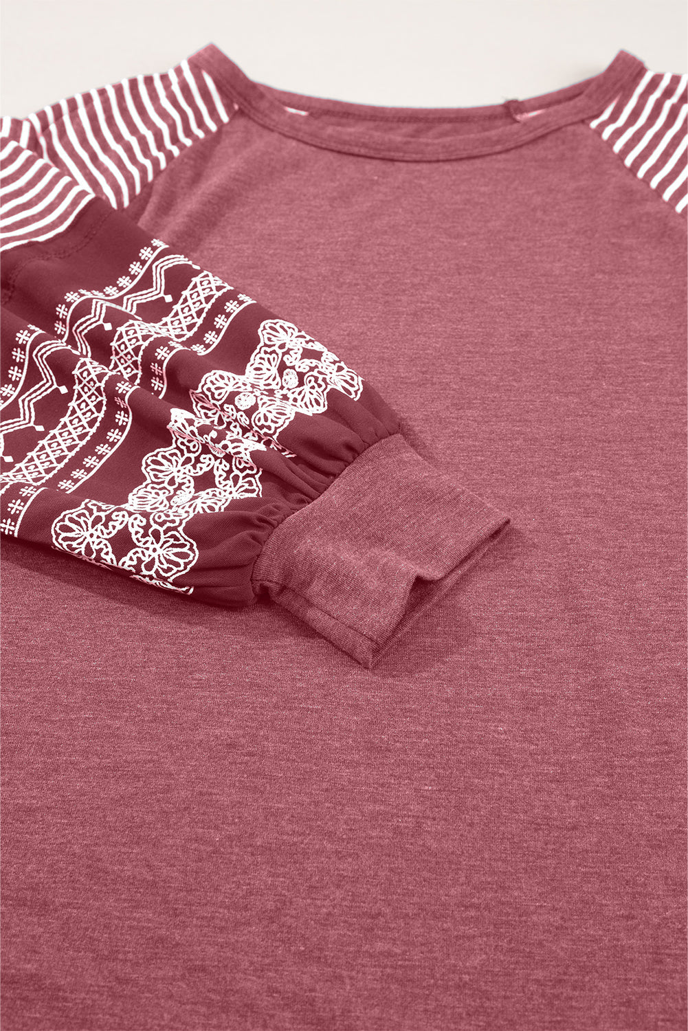 Stripe Patchwork Raglan Long Sleeve Top