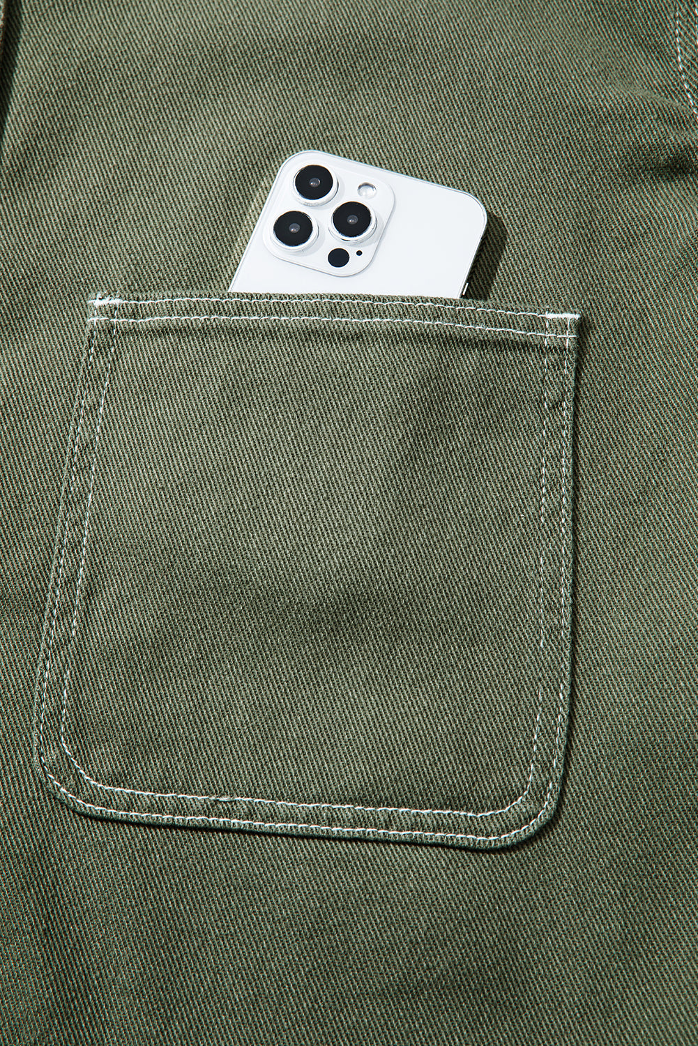 Denim Button-Up Patch Pocket Collared Jacket