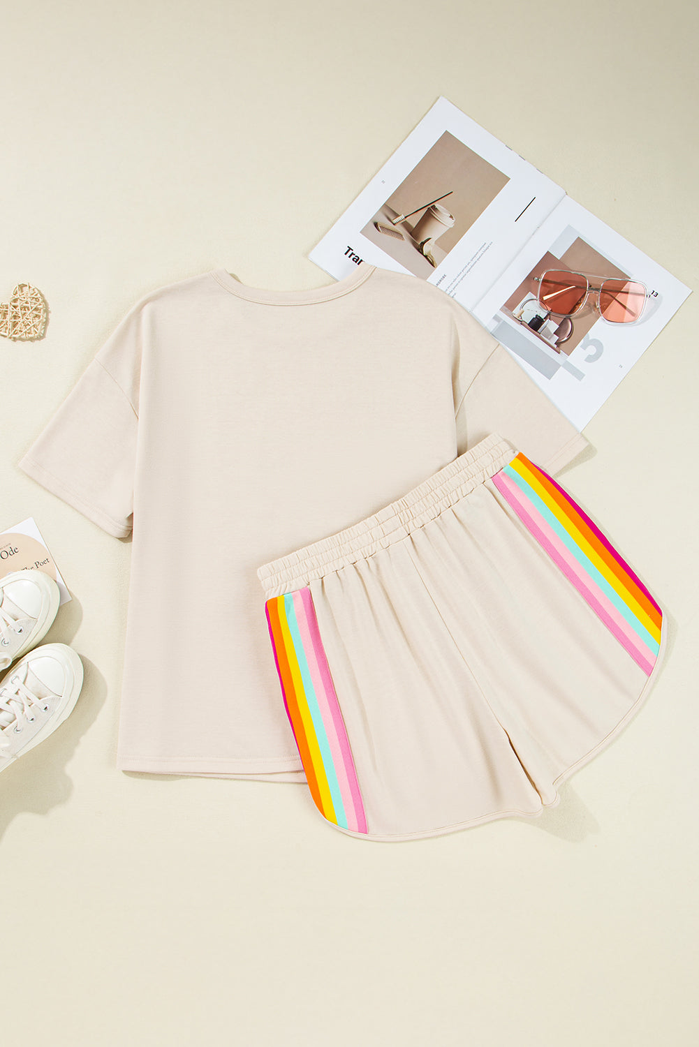 Stripe Athleisure Top and Shorts Set
