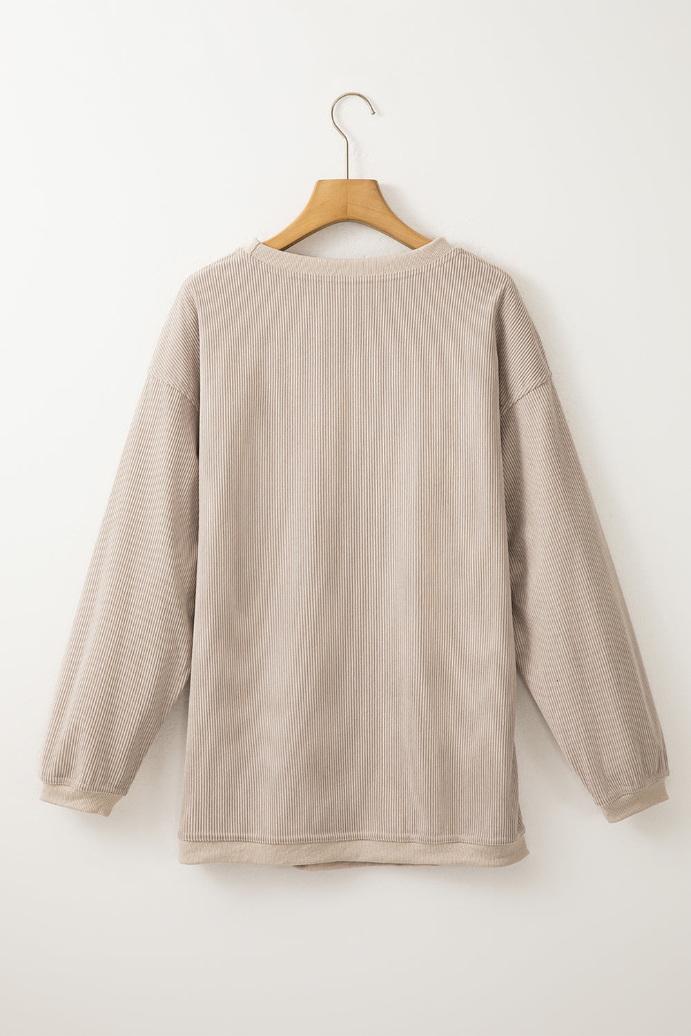 Solid Ribbed Corduroy Long Sleeve Oversized Sweatshirt