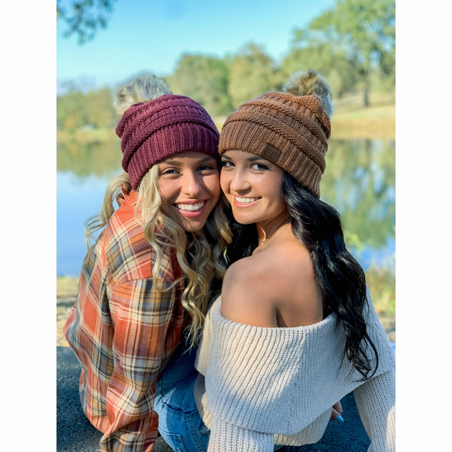 Fur Pom CC Beanie HAT43 Mustard