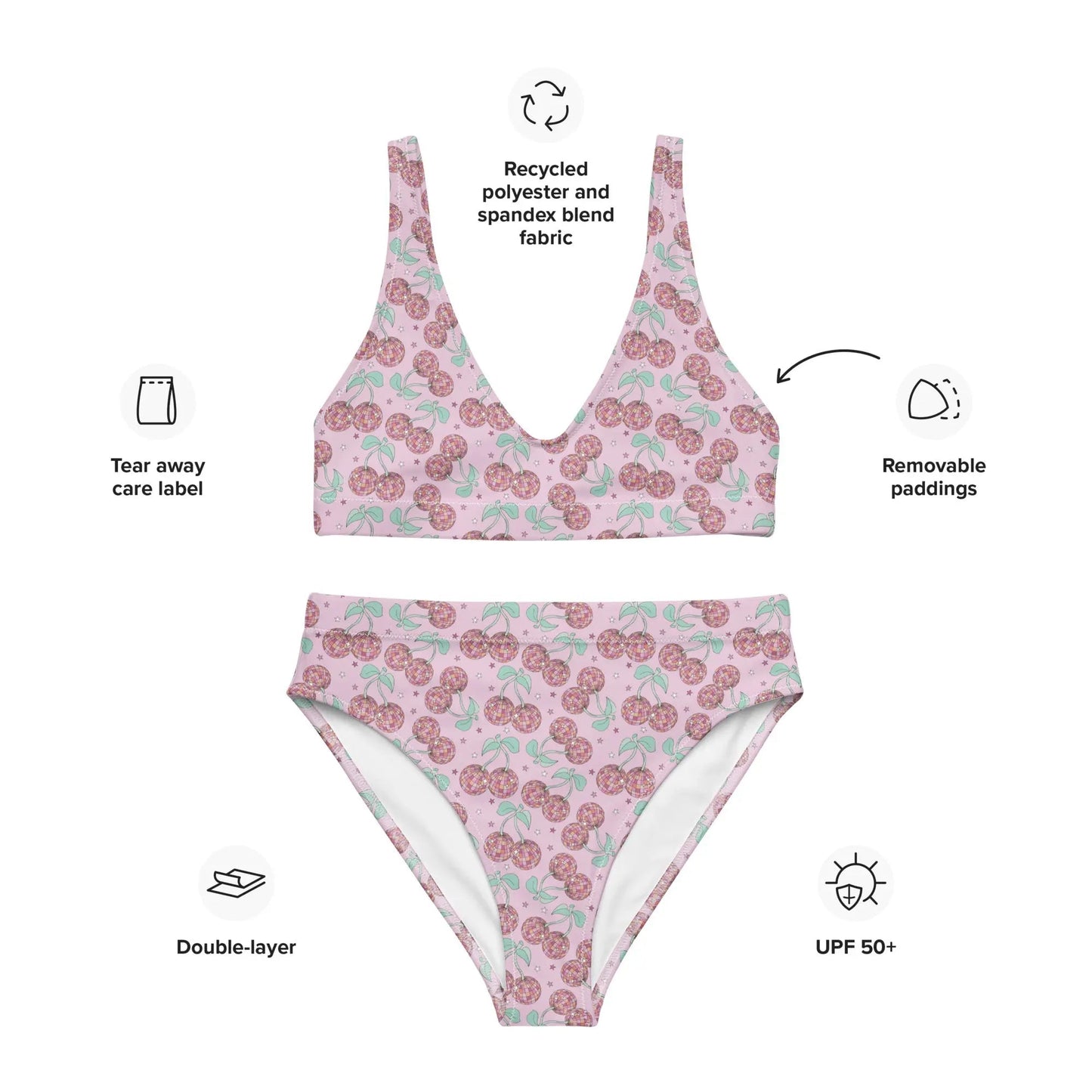 Cherry Groove High Waist Bikini