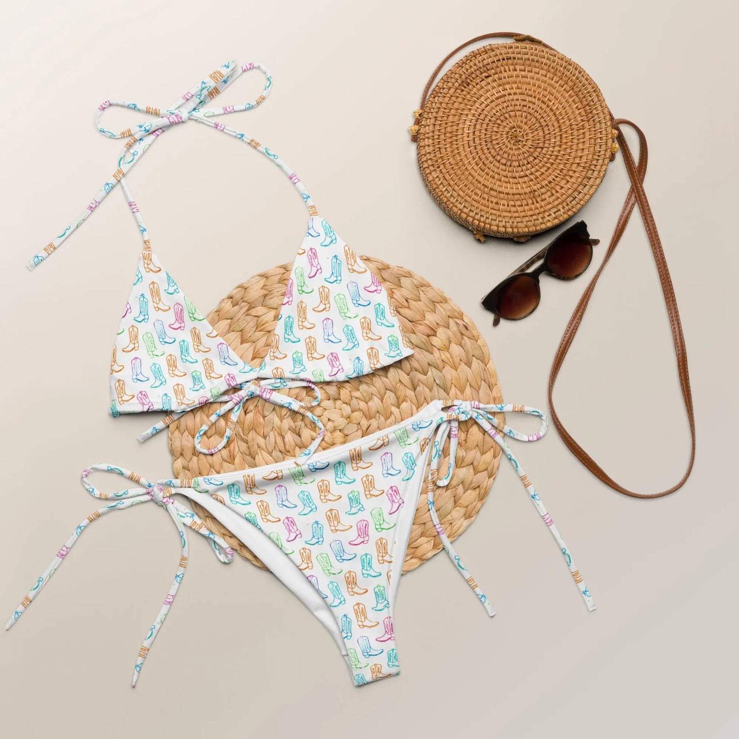 Watercolor Neon Boots String Bikini