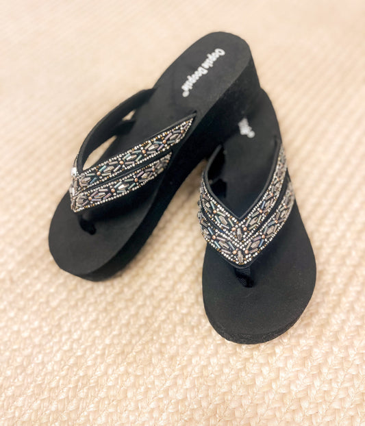 Amita Rhinestone Sandal in Pewter