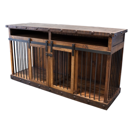 Oasis Large Dog Wood Kennel Dark Wax