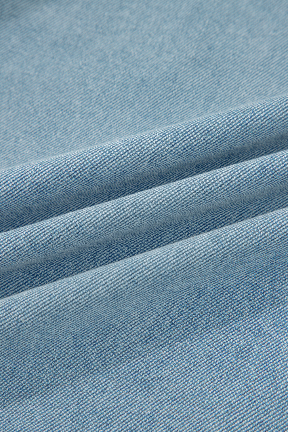 Denim Collared Zip-Up Elastic Edge Pocketed Jacket