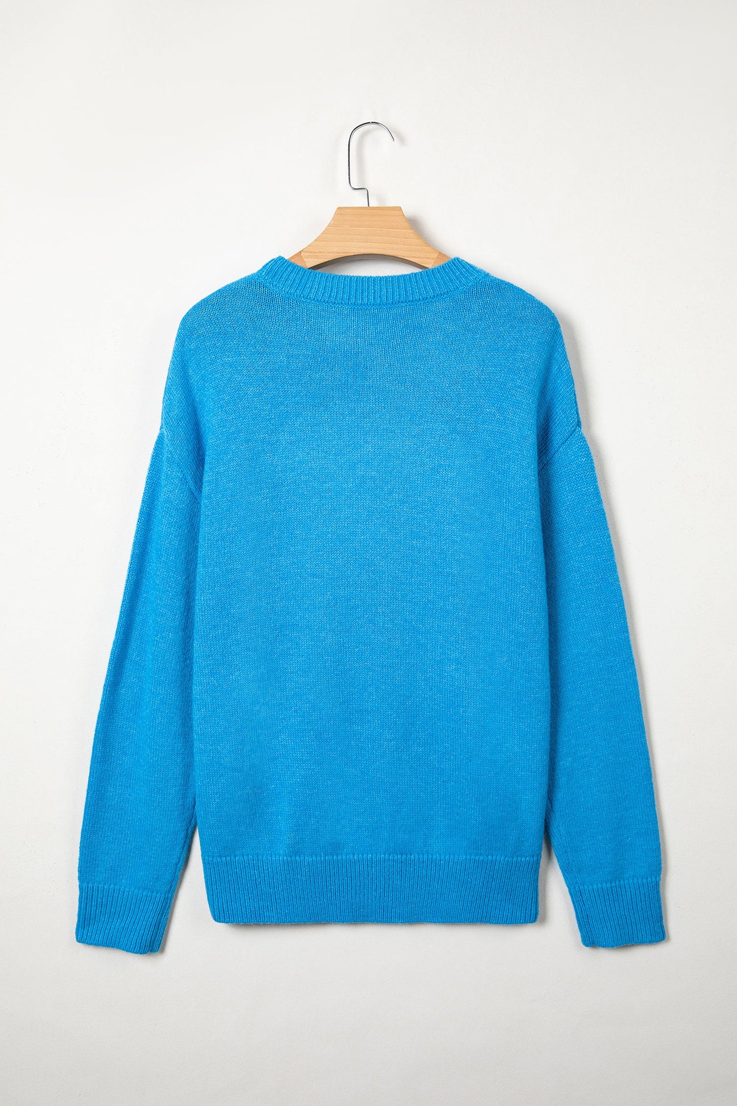 Western Embroidery Drop Shoulder Long Sleeve Pullover Sweater