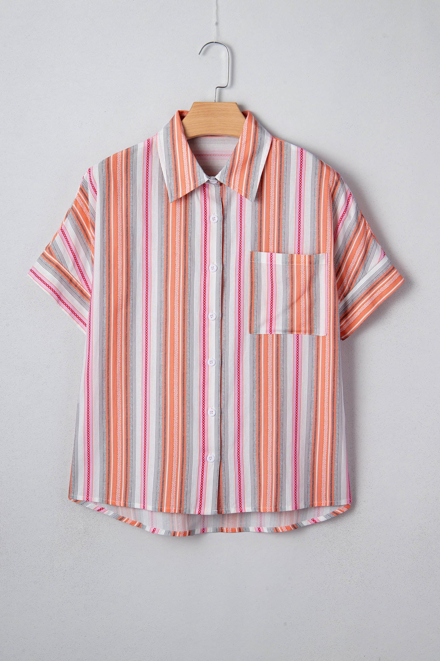 Stripe Button Up Short Sleeve Shirt