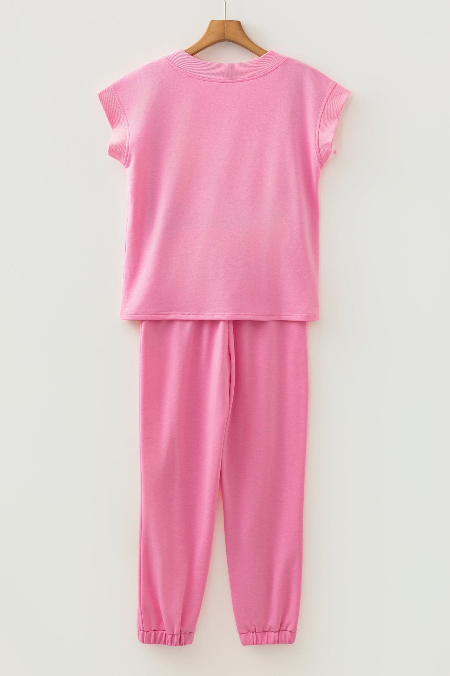Solid V-Neck Tee & Drawstring Pants Set