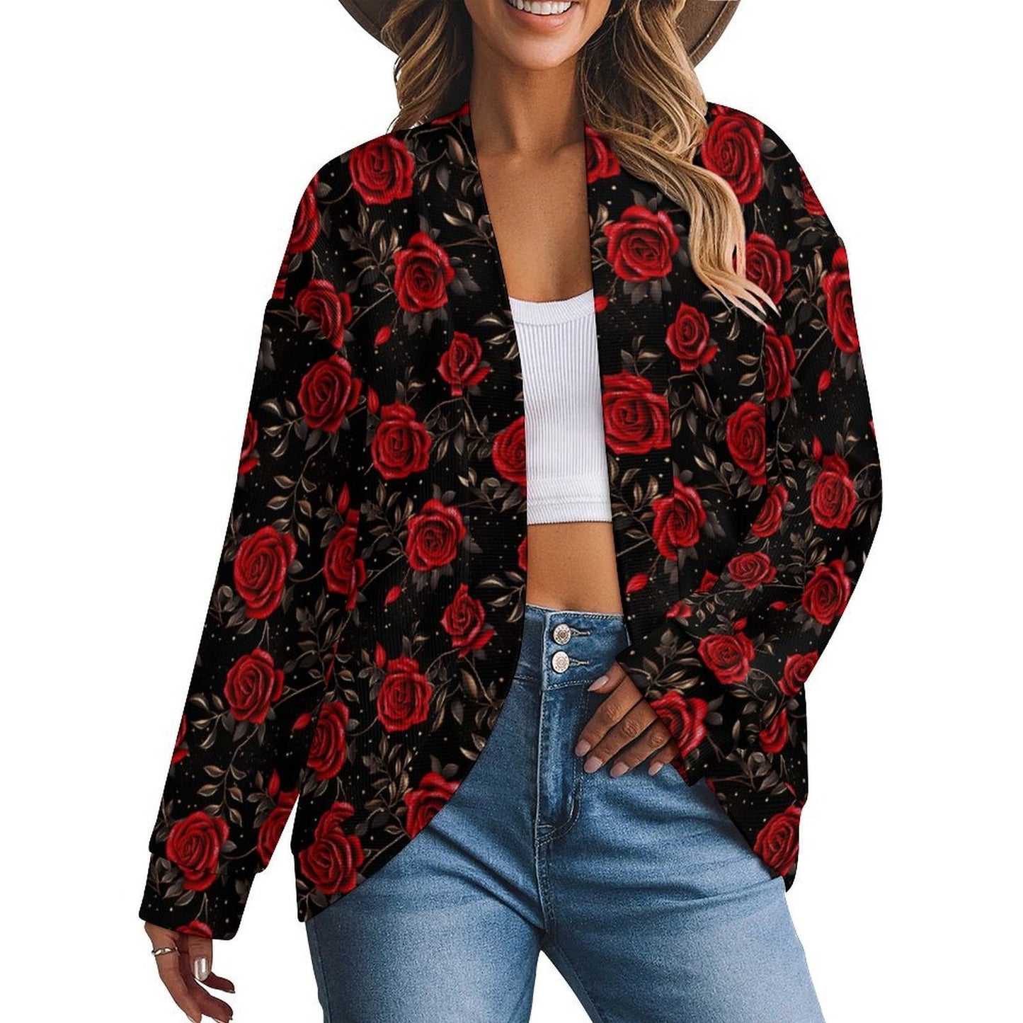 Colores de Mexico Romantic Roses Drop Shoulder Cardigan