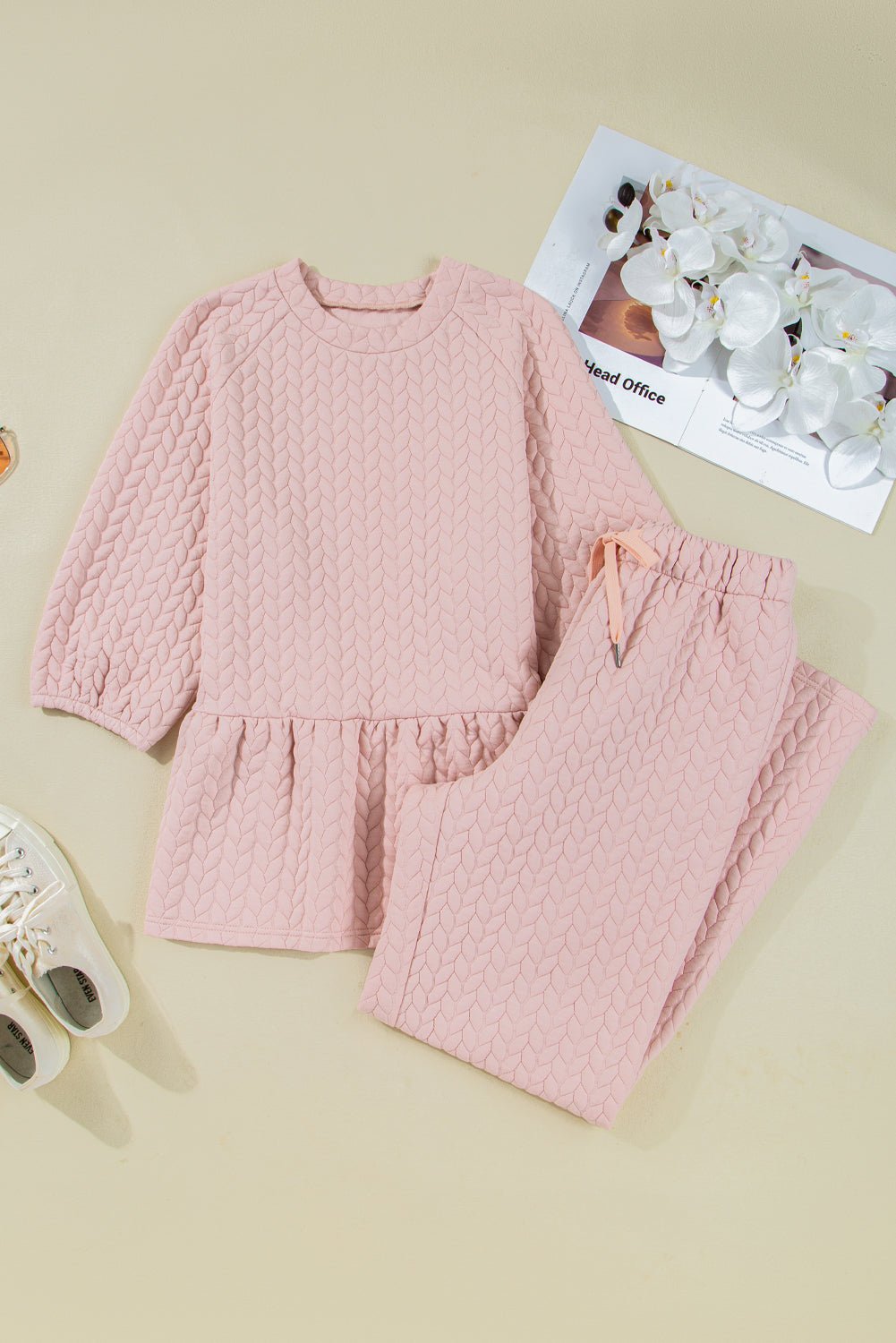 Cable Textured Top and Pants Set