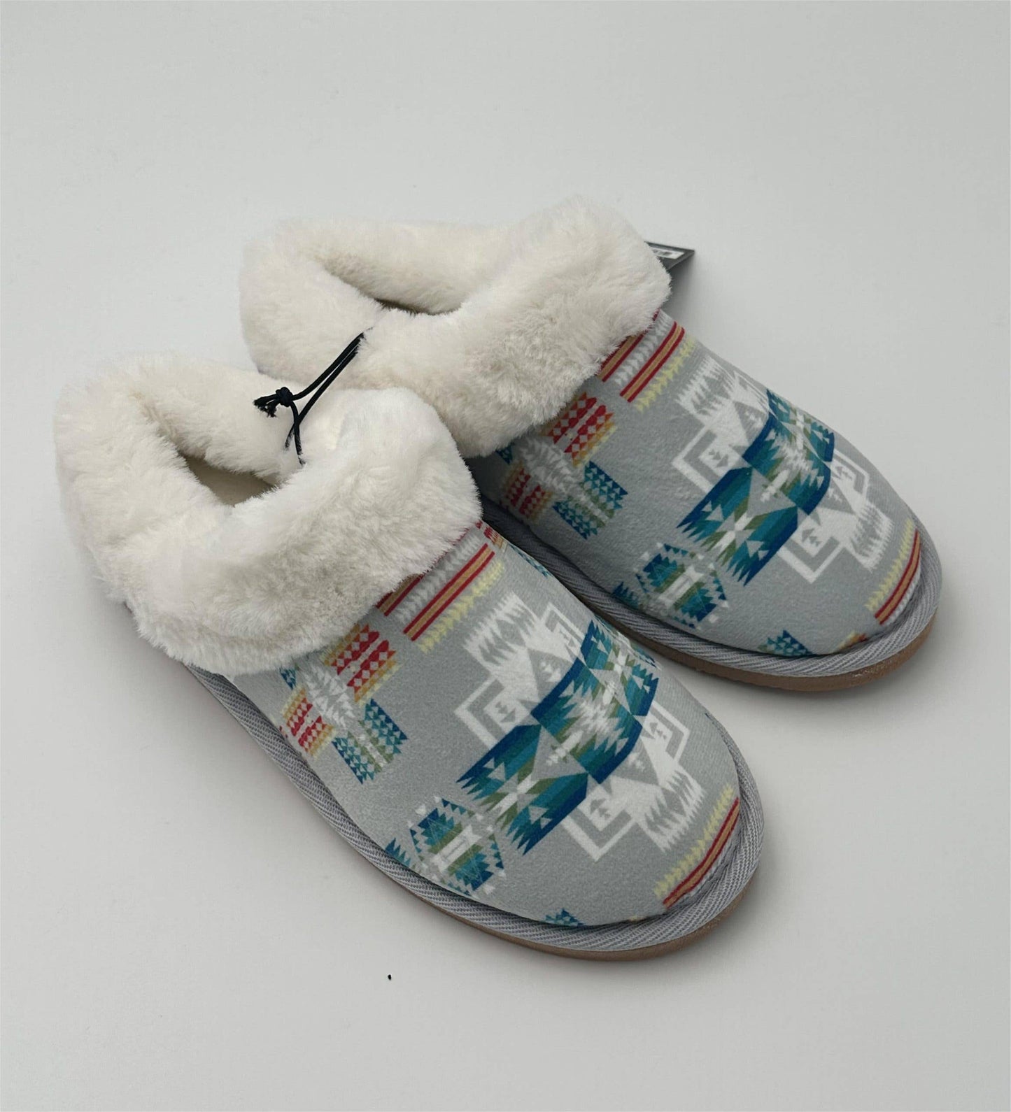 SF-AGRY - Indoor Slippers With Fur Aztec Grey