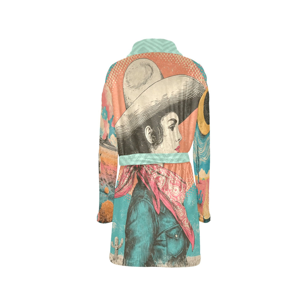Baha Ranch Honky Tonk Kitsch Cowgal Miky Fleece Plush Robe