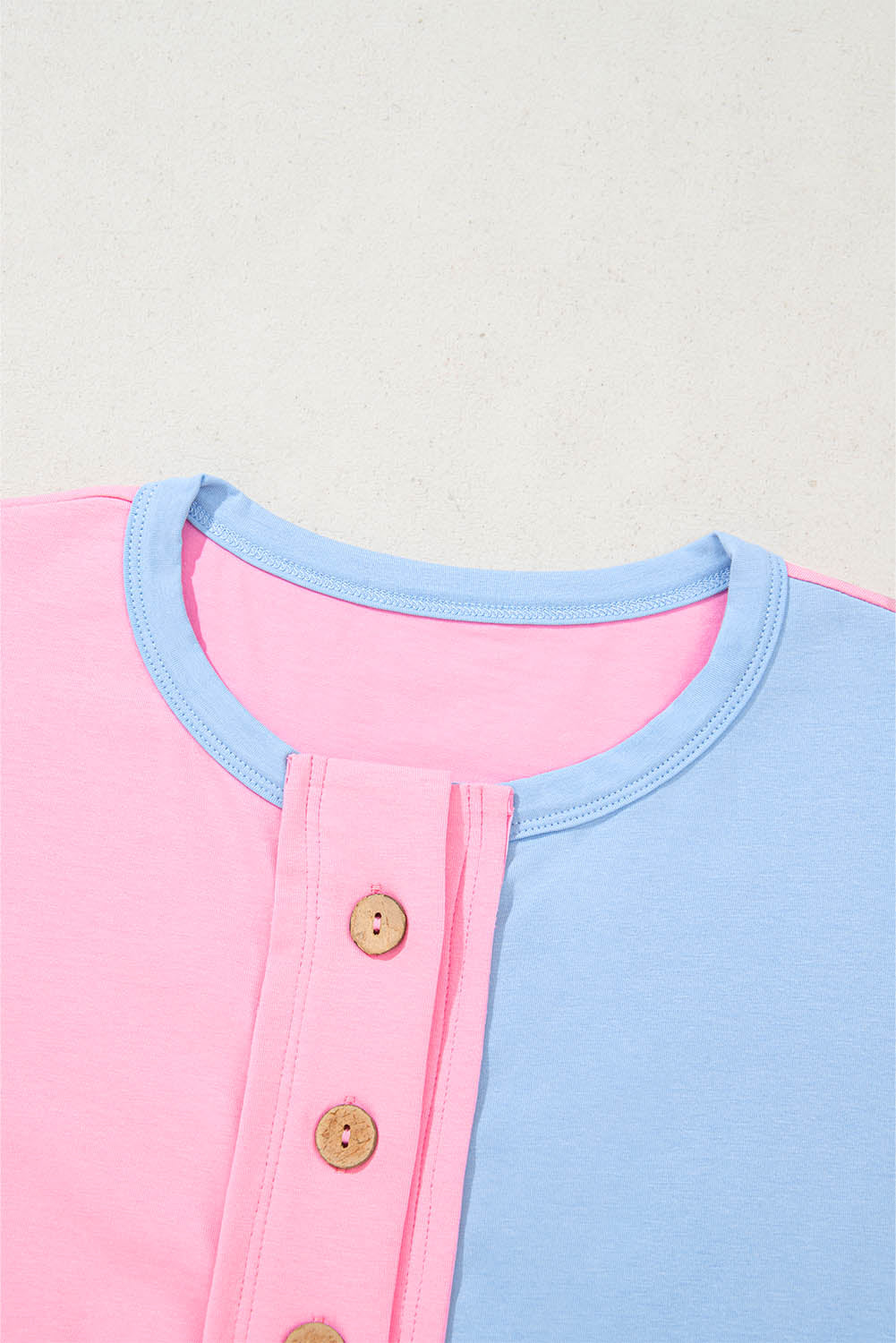 Two Tone Half Button Collared T-Shirt