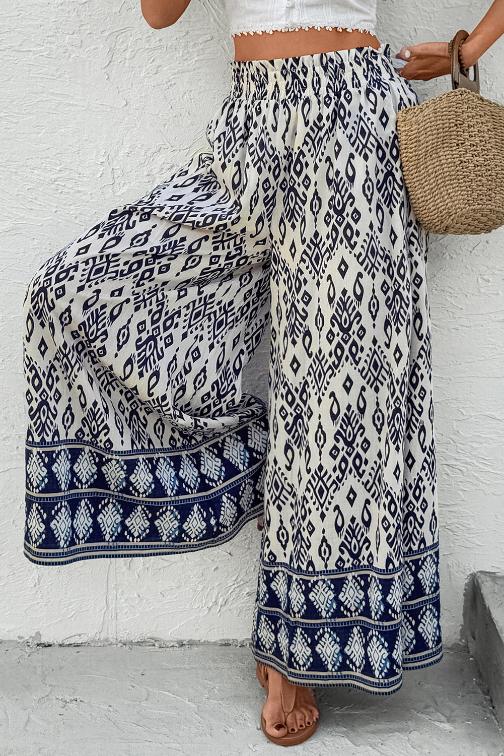 Boho Pattern High Waist Wide Leg Pants