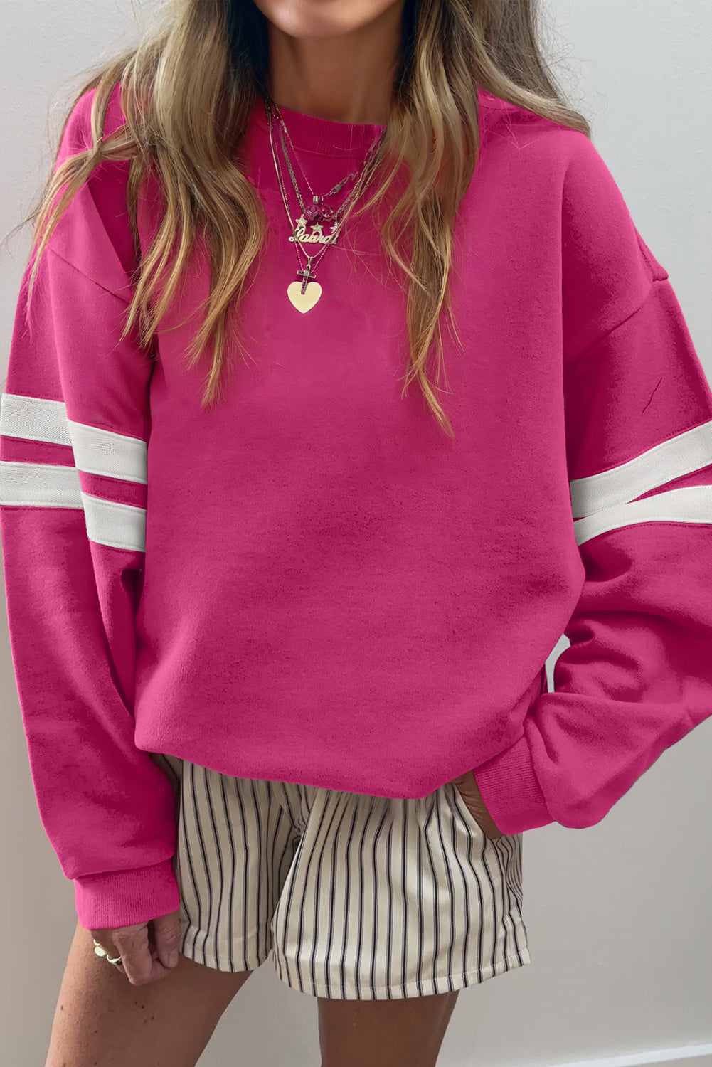 Varsity Stripe Drop Shoulder Sweatshirt