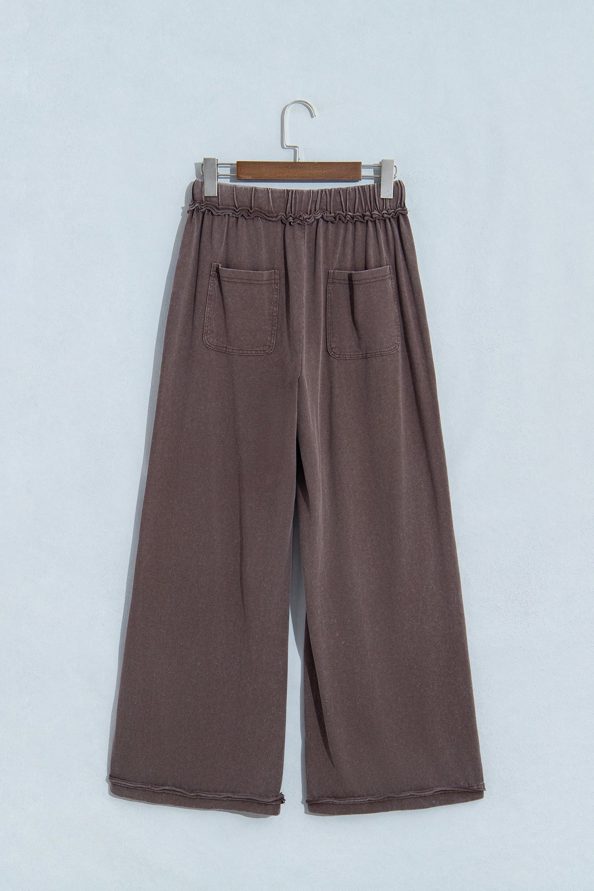 Mineral Wash Seam Detail Flared Drawstring Pants