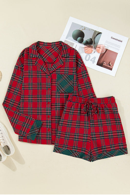 Plaid Patchwork Christmas Pajama Set