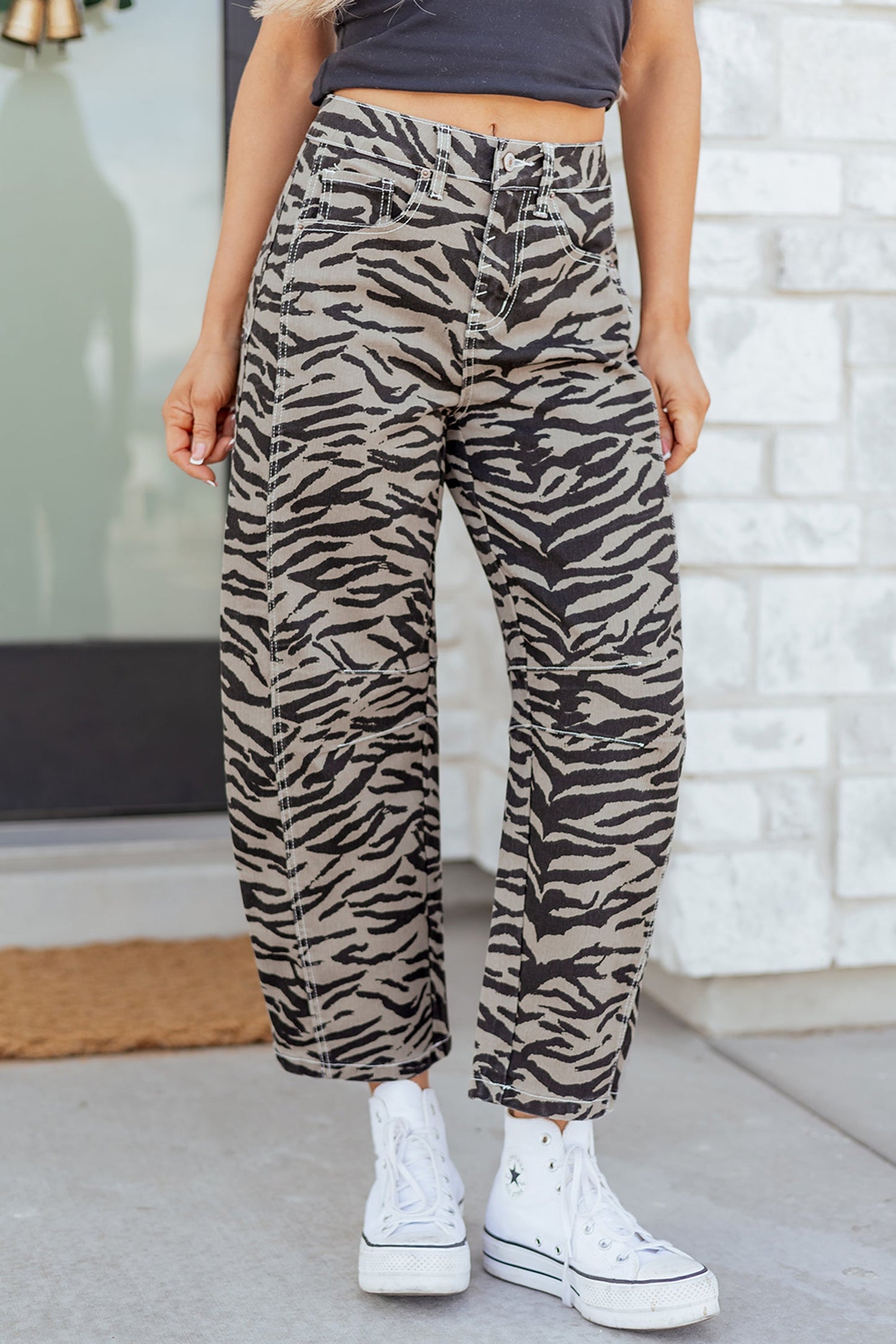 Zebra Stripe Wide Leg Jeans