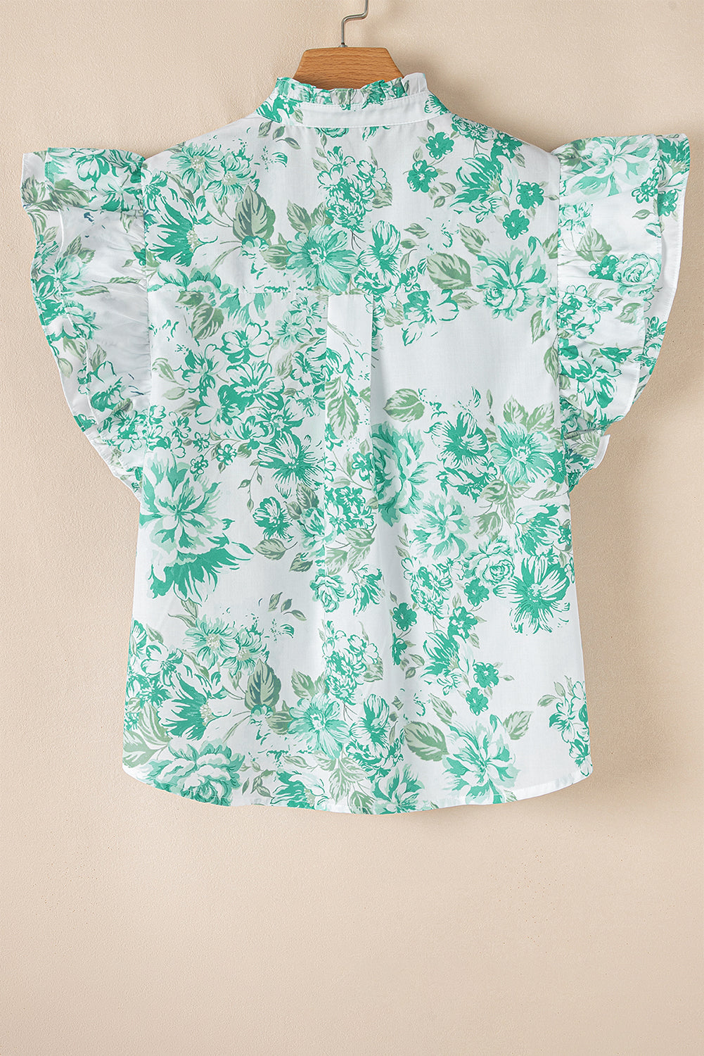 Floral Ruffle Sleeve Frilly Button-Up Shirt