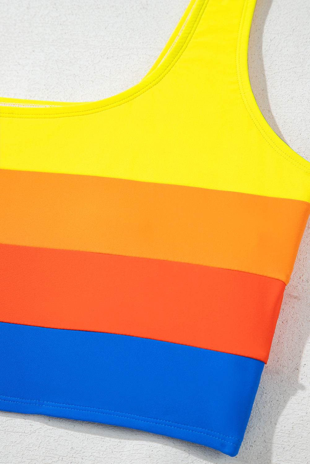 Colorblock Square Neck Top & High Waisted Bikini