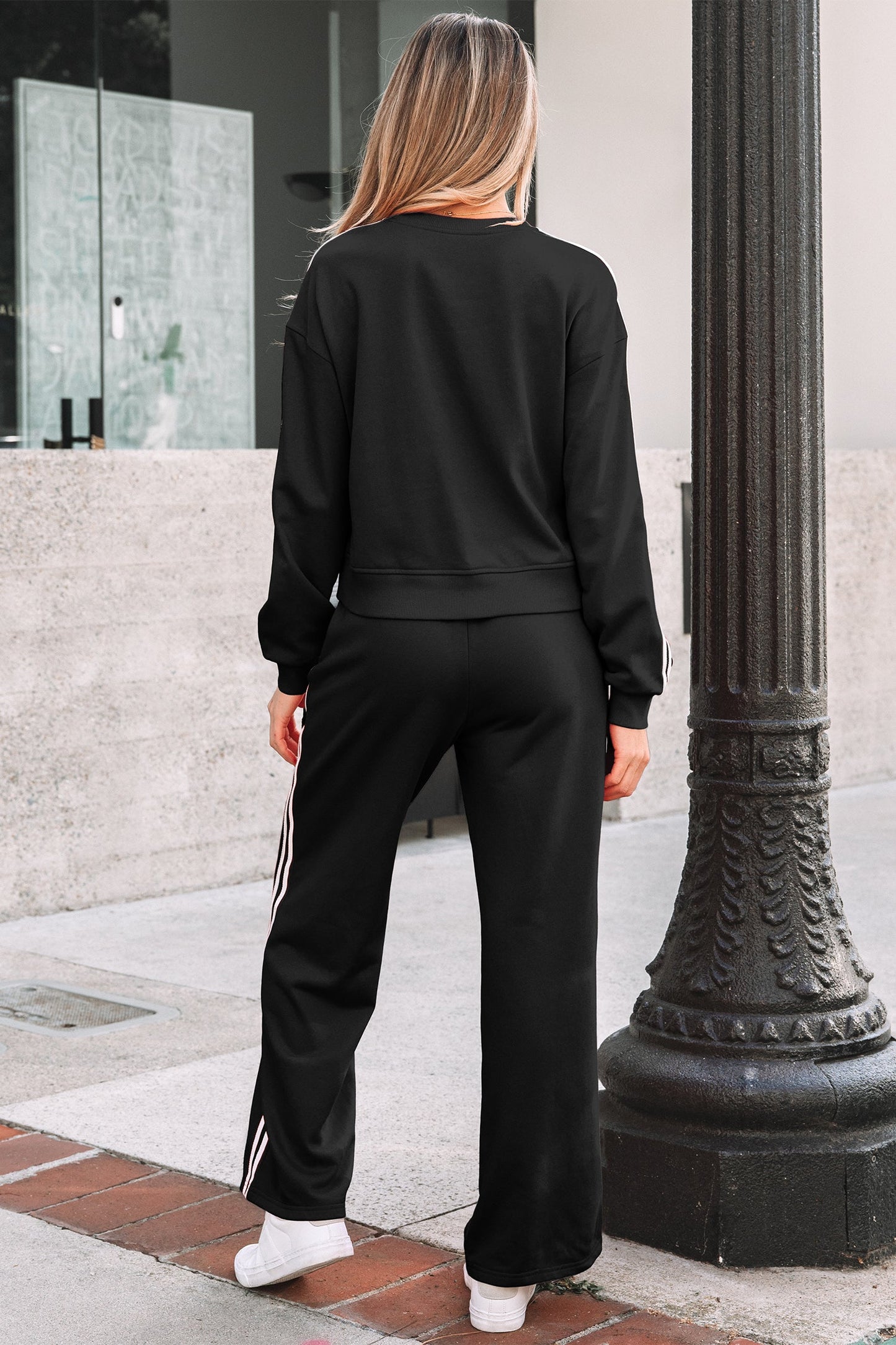 Varsity Stripe Detail Crewneck and Sweatpants Set