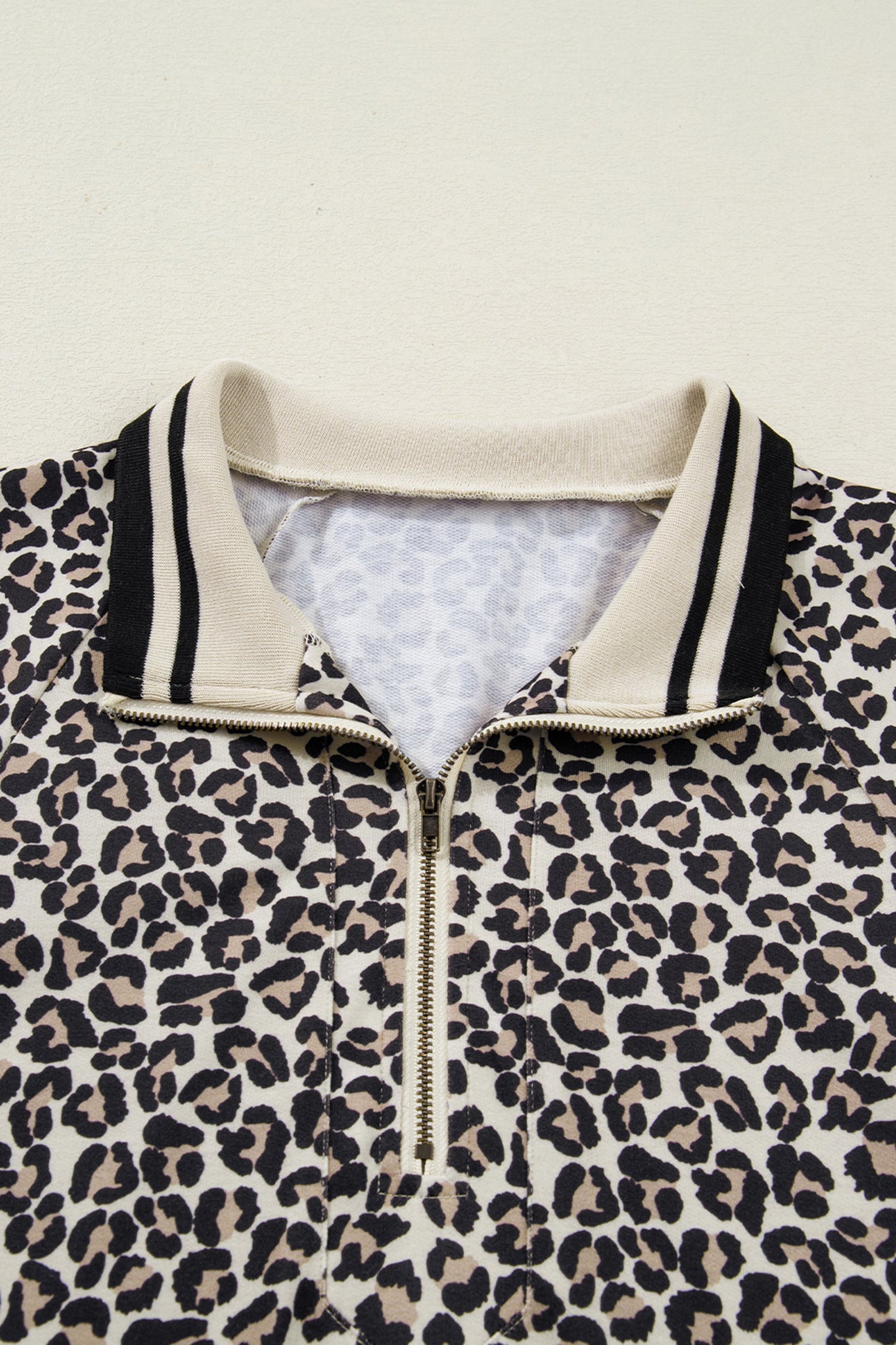 Leopard Zip Neck Stripe Webbing Patchwork Mini Dress