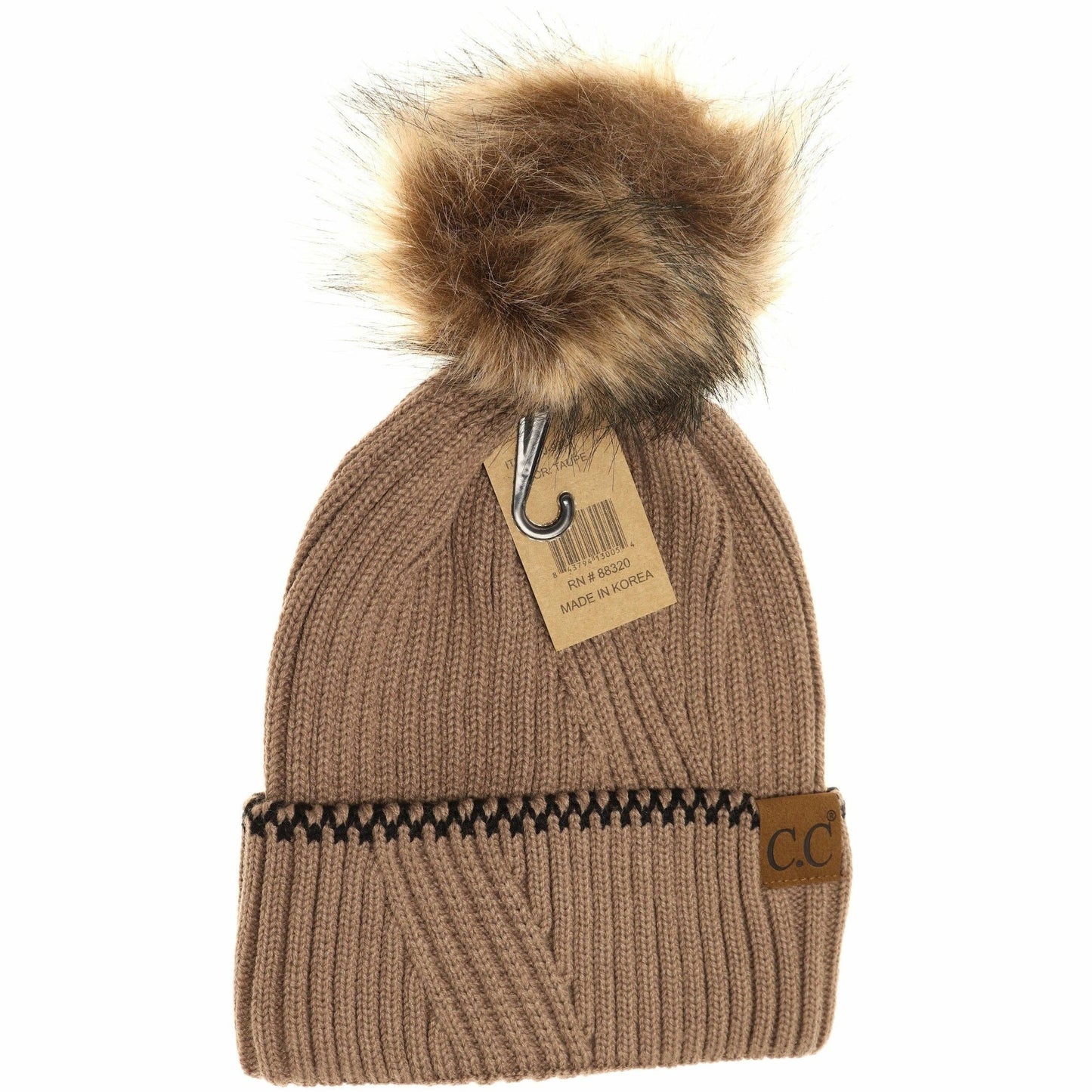 Ribbed Knit Beanie with Accented Cuff YJ920