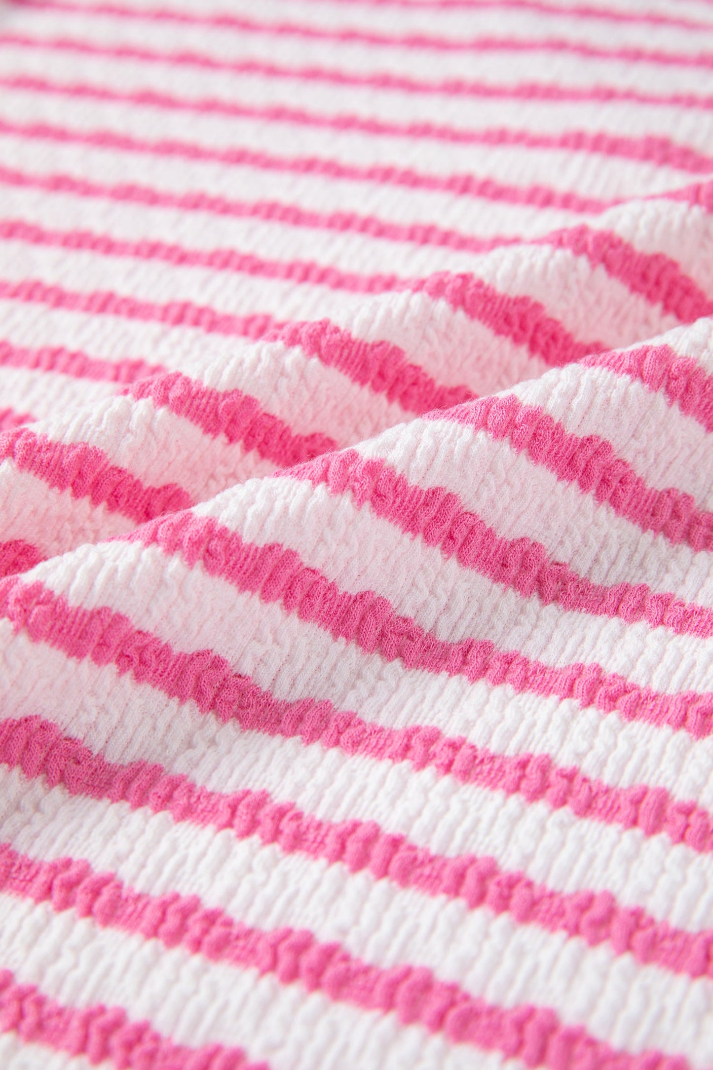 Stripe Textured Knit V-Neck Short Sleeve Top