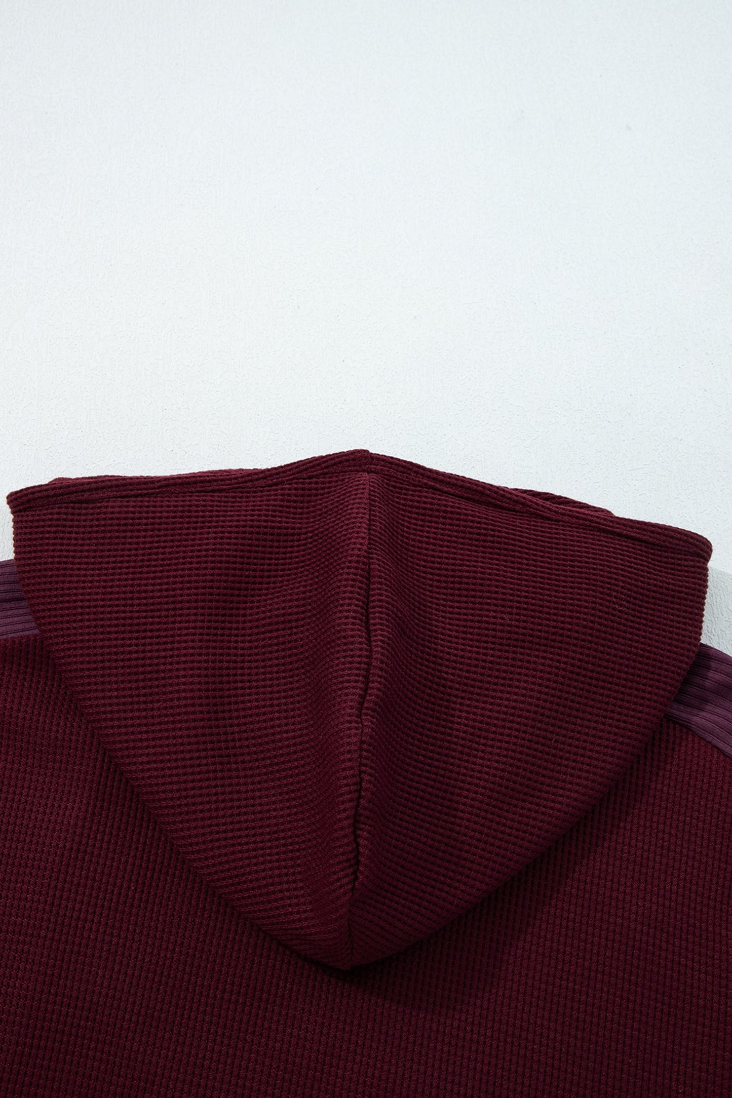 Waffle Zip Up Snap Button Hooded Jacket