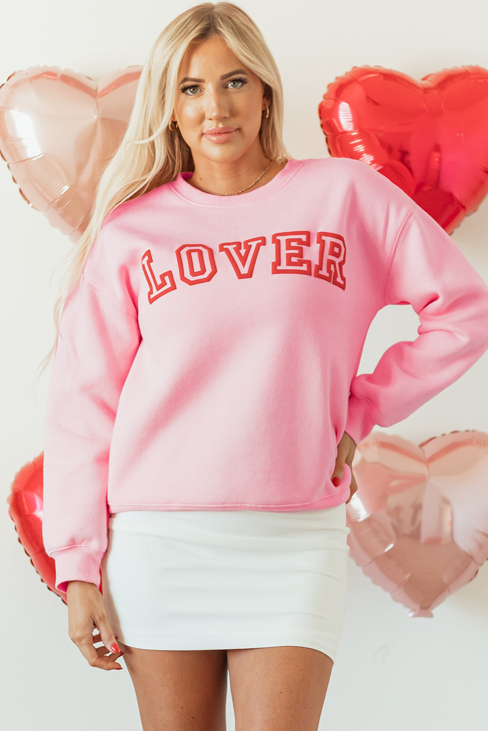 Valentines LOVER Drop Shoulder Pullover Sweatshirt