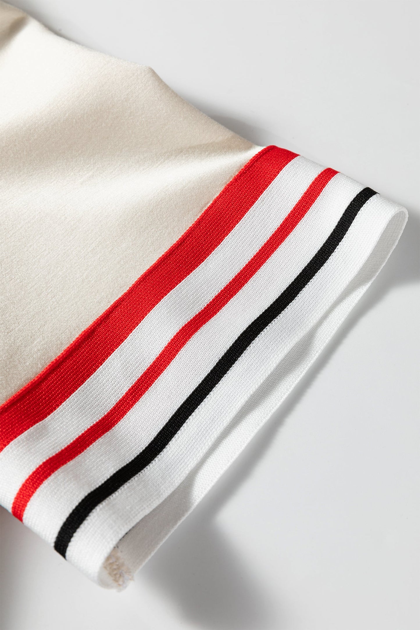 Contrast Stripe Trim Crewneck Top & Straight Pants Set