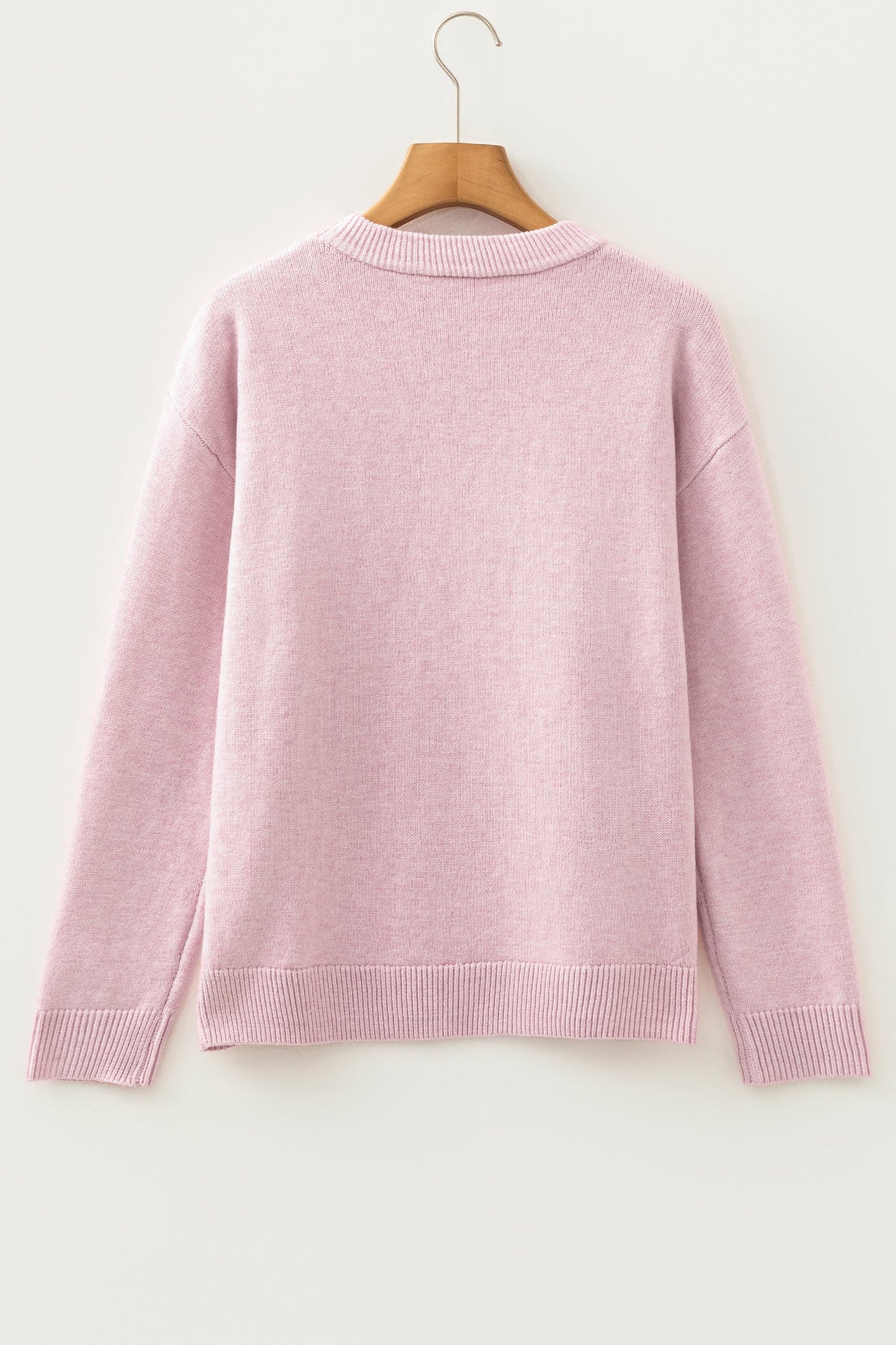 Corded Knit Love Script Graphic Baggy Sweater