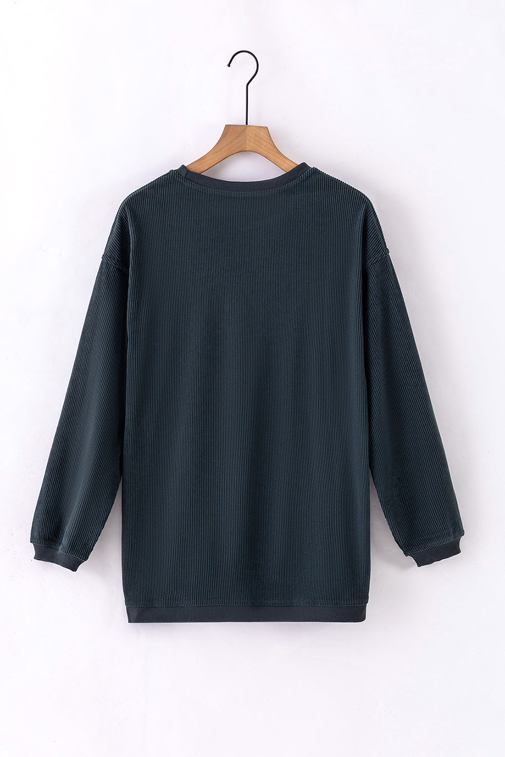 Solid Ribbed Corduroy Long Sleeve Oversized Sweatshirt