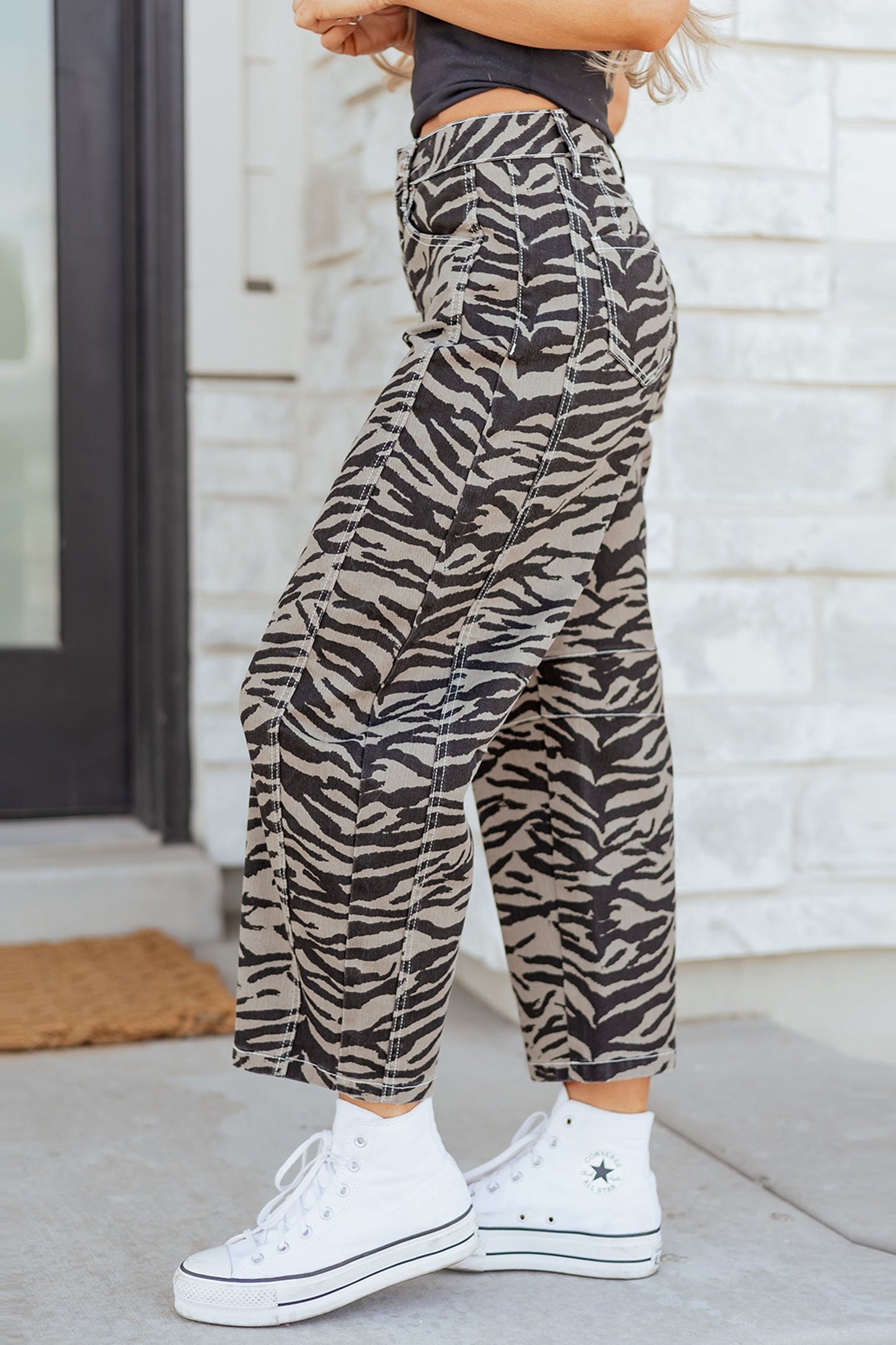 Zebra Stripe Wide Leg Jeans
