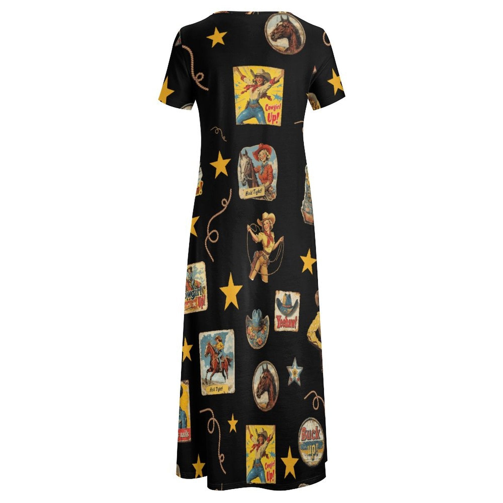 vintage cowgirl dress Baha Ranch Collage Western White / 7XL Summer Dress Women's Vintage Western Maxi Dress