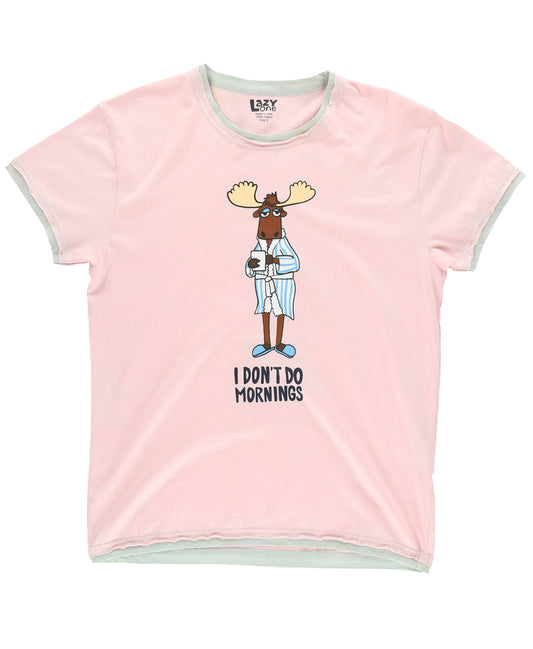 Don't Do Mornings Moose Women's Regular Fit PJ Shirt by LAZY One